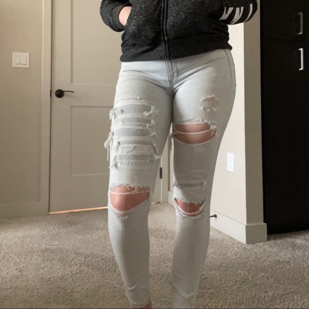 Light washed distressed American Eagle jeans